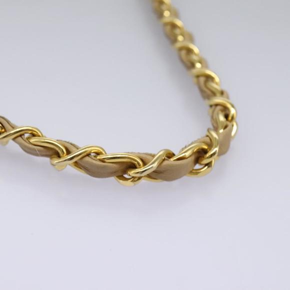 CHANEL Matelasse Chain Shoulder Bag Lamb Skin Beige Gold CC Auth PP327 - Picture 8 of 16